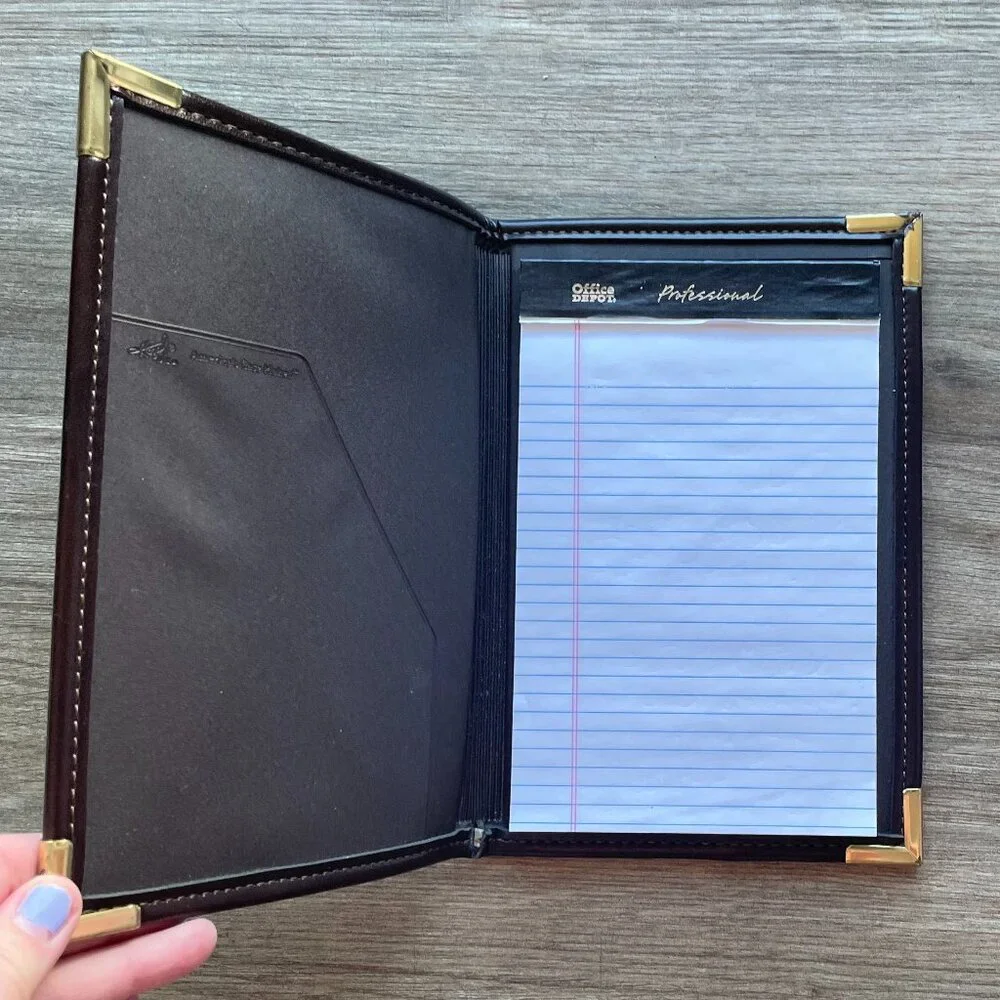 Vintage Hazel Black Faux Leather 6 x 9 Notepad Holder/Portfolio EUC $8